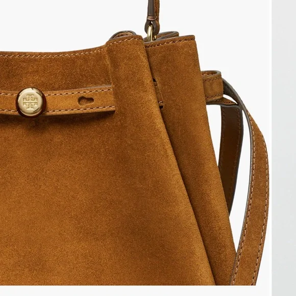 Tory Burch Elegant Romy Brown Suede Handbag - Picture 4 of 12